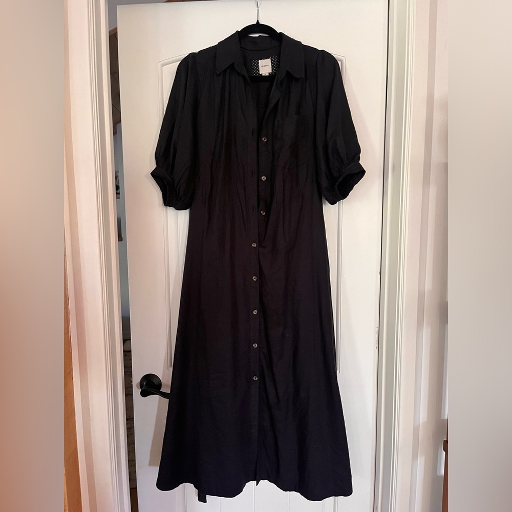 BLACK linen anthropology maxi dress